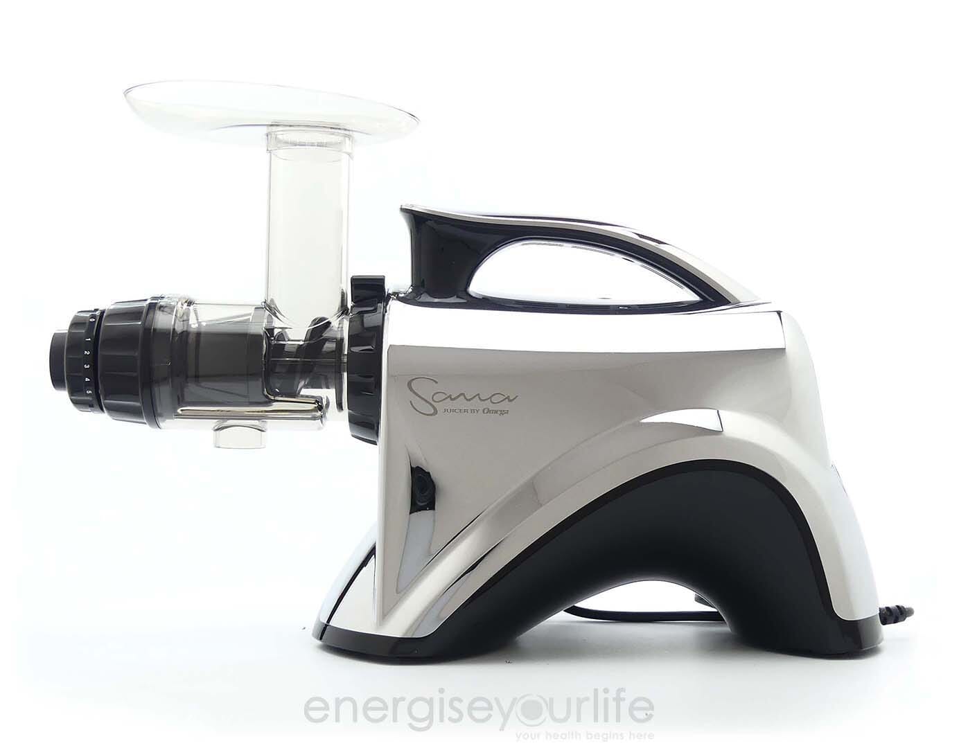 Omega Sana 606 Slow Juicer in Chrome Sana Juicer by Omega EUJ 707 (Pistachio